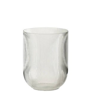 J-Line vaas Gestreept - glas - transparant - medium