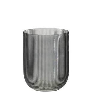 J-Line vaas Gestreept - glas - zwart - medium