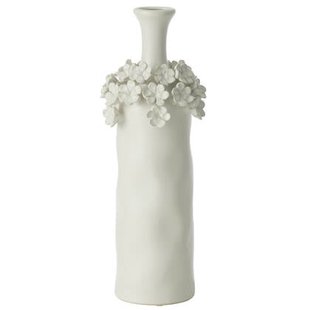 J-Line vaas Yucca Bloem - keramiek - wit - large - 40 cm hoo