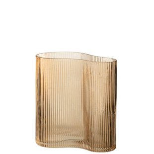 J-Line vaas Gestreept - glas - bruin - large