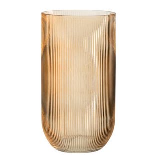 J-Line vaas Gestreept - glas - caramel - large - 30 cm hoog