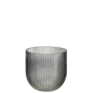 J-Line vaas Gestreept - glas - zwart - small