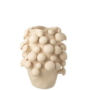 J-Line vaas Fungi - beige - large - klei