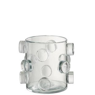 J-Line vaas Pebbles - glas - transparent - small - Ø 21.5 cm
