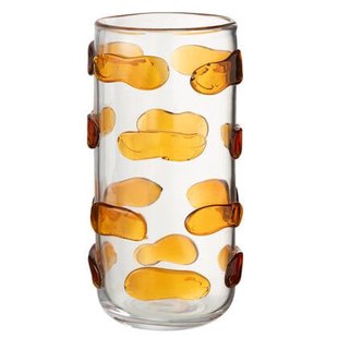 J-Line vaas Pebbles - glas - amber|transparant - large - Ø 17 cm