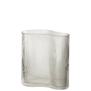 J-Line vaas Onregelmatig Gestreept - glas - transparant