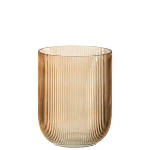 J-Line vaas Gestreept - glas - bruin - medium
