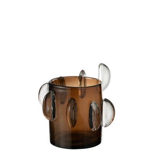 J-Line vaas Steggy Laag - glas - bruin - Ø 25 cm