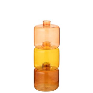 J-Line vaas Rond - glas - oranje - small - 3 stuks