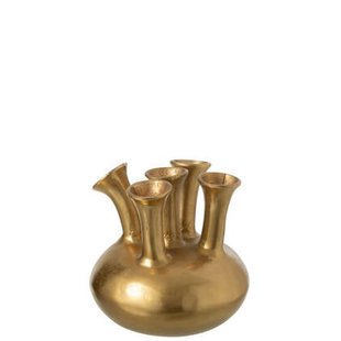 J-Line vaas Tulp - aluminium - goud