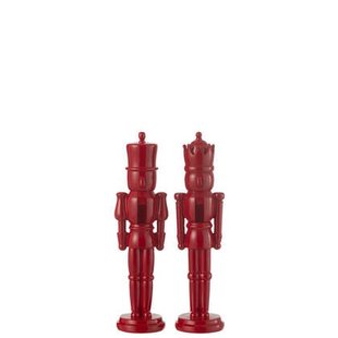 J-Line figuur Notenkraker - polyresin - rood - small - 2 stuks