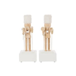 J-Line figuur Notenkraker Muziek - hout - naturel|wit - 2 st