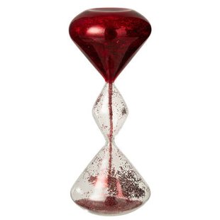 J-Line zandloper Glitters - glas - rood