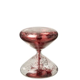 J-Line zandloper Glitters - glas - rood