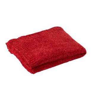 J-Line deken Chenille - polyester - rood