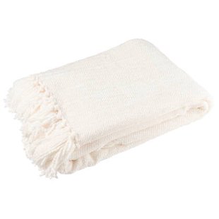 J-Line deken Chenille - polyester - wit