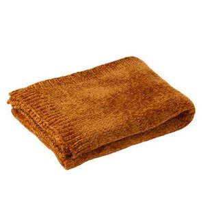 J-Line deken Chenille - polyester - bruin