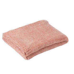 J-Line deken Chenille - polyester - roze