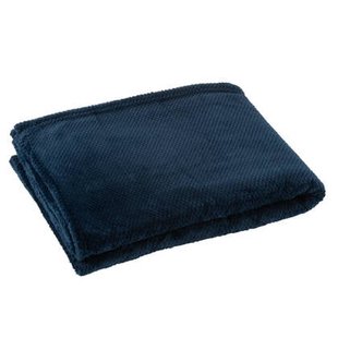 J-Line deken Snuggle - polyester - donkerblauw