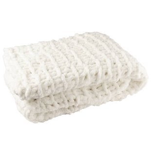 J-Line deken Gebreid - polyresin - roze|wit