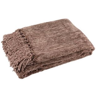 J-Line deken Chenille - polyester - donkerbruin