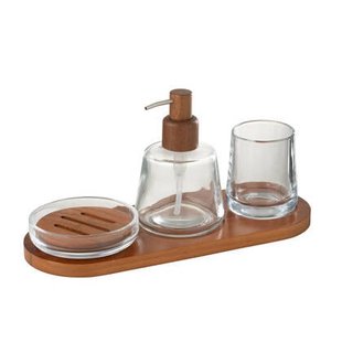 J-Line zeepdispenser On Tray - glas - donkerbruin|transparan