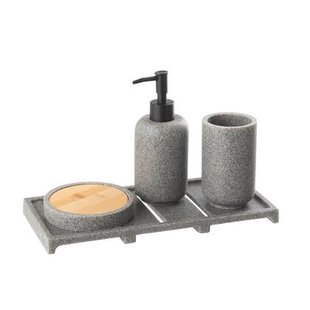 J-Line zeepdispenser On Tray - polyresin - donkergrijs|natur