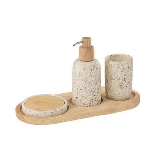 J-Line zeepdispenser On Tray - polyresin - wit|naturel