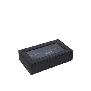 J-Line wijn accessoires - kunstleder|hout - zwart - doos van