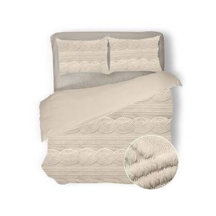 Eleganzzz Dekbedovertrek Jacquard Teddy Pluche - warm sand