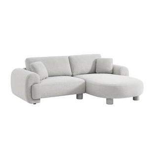 sweeek - Rechterhoekbank 3-zits stof, ronde poten