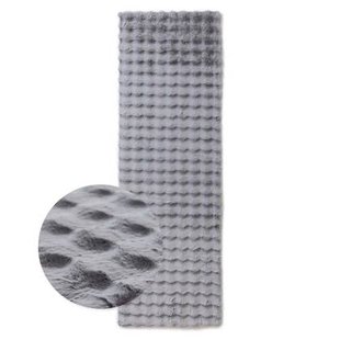 Tapeso Fluffy loper - Cloud zilver - 80x250 cm