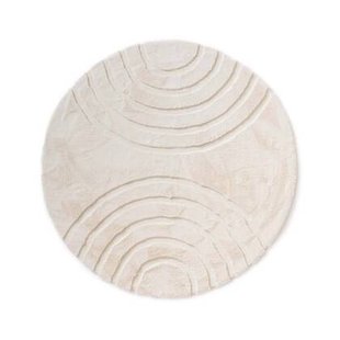 Tapeso Fluffy vloerkleed rond - Carvy crème - 230 cm