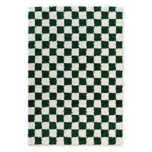 Boho&me Checkerboard vloerkleed - Check ivoor|jade - 300x400 cm