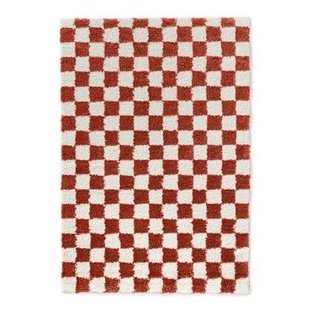 Boho&me Checkerboard vloerkleed - Check ivoor|koraal - 100x200 cm