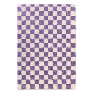 Boho&me Checkerboard vloerkleed - Check ivoor|lila - 300x400 cm