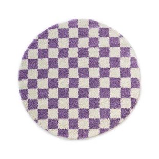 Boho&me Rond checkerboard vloerkleed - Check ivoor|lila - 300 cm