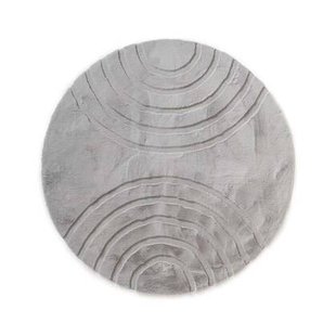 Tapeso Fluffy vloerkleed rond - Carvy lichtgrijs - 200 cm