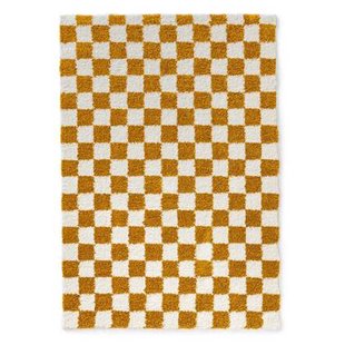 Boho&me Checkerboard vloerkleed - Check ivoor|goud - 300x400 cm