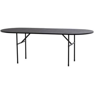 WOOOD Arthur Eettafel Ovaal Met H-Poot - Eikenhout - Zwart - 75x220x90