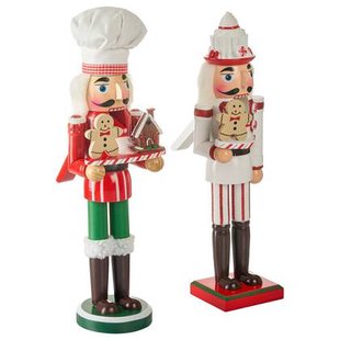 Beliani - BODSJON - Decoratie figuur set van 2 - Rood|Wit - Dennenhout