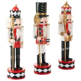 Beliani-RICKLEAN-Decoratief figuur set van 3-Wit|Rood-Dennenhout