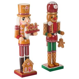Beliani-GRANSJON-Decoratie figuur set van 2-Rood|Oranje-Dennenhout