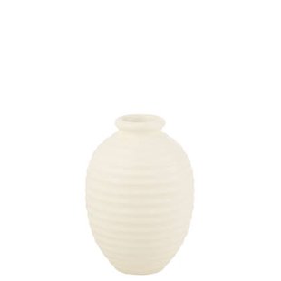 J-Line bloempot Ovaal Terracotta - keramiek - wit - small -