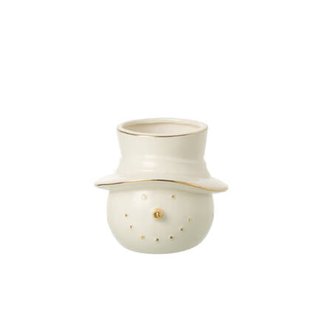 J-Line figuur Sneeuwpop - keramiek - ecru|goud - small