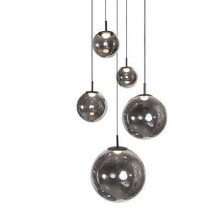Steinhauer Hanglamp Bollique Zwart- Smoke Glas 5 Lichts 4196ZW Vide