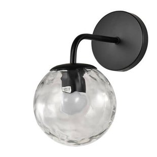 QUVIO Zwarte wandlamp - met glazen bol - Metaal - Glas - Zwart