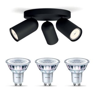 Philips Pongee Opbouwspot - Incl. Philips LED Lamp - 3 Spots