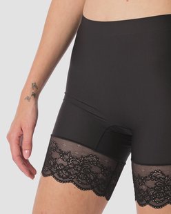 HEMA Medium corrigerende biker hoge taille met kant zwart (zwart)