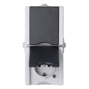 Baseline Spatwaterdicht Stopcontact Verticaal Geaard Lateraal 2-polig Grijs Ip44